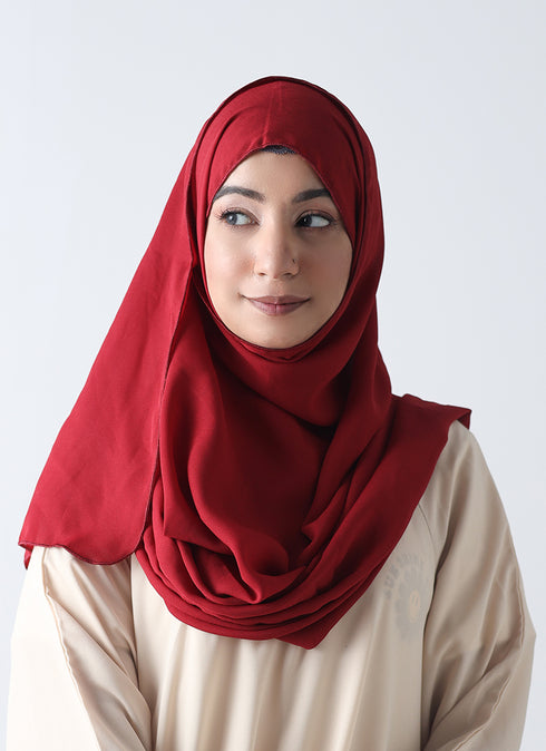 Double Loop Hijab Without Niqab -- Plain Maroon