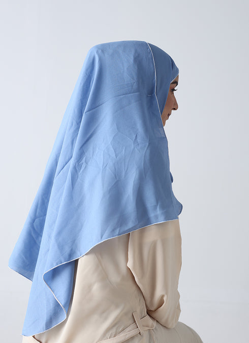 Double Loop Hijab Without Niqab -- Plain Sky Blue