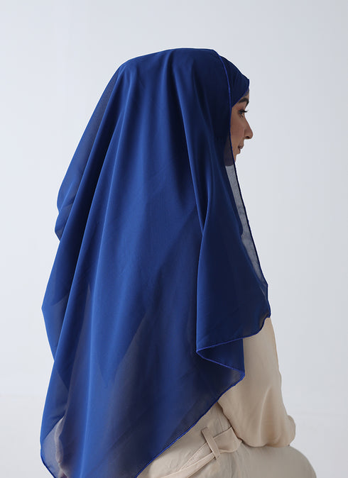 Double Loop Hijab Without Niqab -- Plain Royal Blue