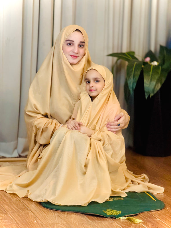 Mother & Daughter's Same Design Namaz Chadar---Plain Skin