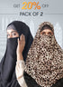 SALE OFFER --- Pack Of 2 Printed Double Loop Hijab With Attached Niqab