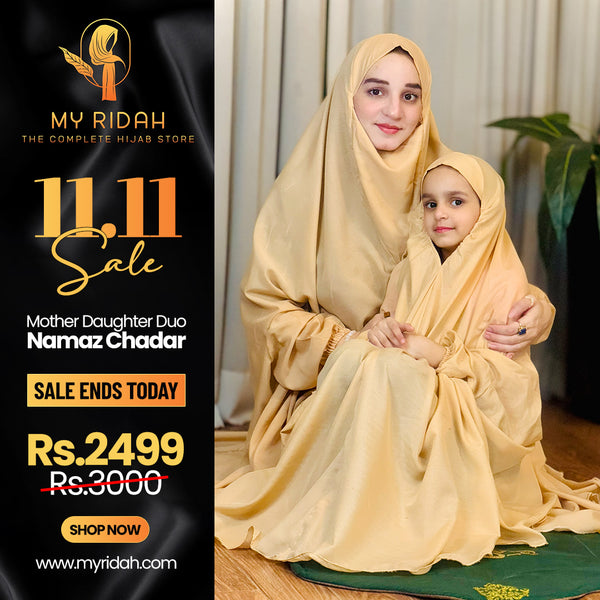 Mother & Daughter's Same Design Namaz Chaddar---Plain Skin