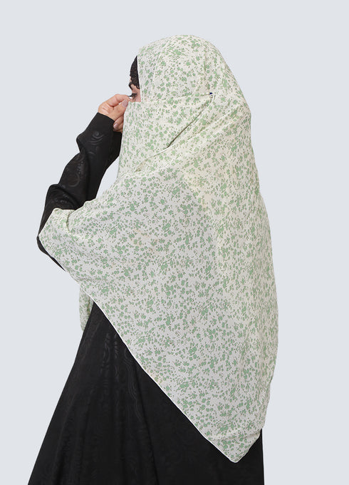 Double Loop Hijab With Attached Niqab - Printed Pista