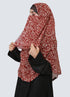 Double Loop Hijab With Attached Niqab - Printed Maroon