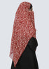 Double Loop Hijab With Attached Niqab - Printed Maroon