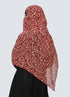 Double Loop Hijab With Attached Niqab - Printed Maroon