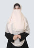 Double Loop Hijab With Attached Niqab - Printed White Luna