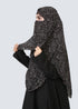 Double Loop Hijab With Attached Niqab - Printed Black Trixie