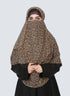 Double Loop Hijab With Attached Niqab - Printed Black Multi Flower