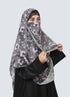 Double Loop Hijab With Attached Niqab - Printed Grey Erica