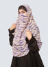Double Loop Hijab With Attached Niqab - Printed Blue Tie & Dye