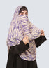 Double Loop Hijab With Attached Niqab - Printed Blue Tie & Dye