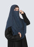 Double Loop Hijab With Attached Niqab - Printed Navy Blue Dotted