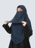 Double Loop Hijab With Attached Niqab - Printed Navy Blue Dotted