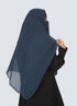Double Loop Hijab With Attached Niqab - Printed Navy Blue Dotted