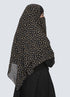 Double Loop Hijab With Attached Niqab - Printed Black With Yellow Flower