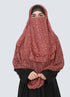 Lawn Double Loop Hijab With Attached Niqab - Printed Maroon