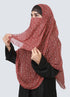Lawn Double Loop Hijab With Attached Niqab - Printed Maroon