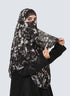Double Loop Hijab With Attached Niqab - Printed Black Hazel