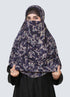 Double Loop Hijab With Attached Niqab - Printed Navy Blue Marble