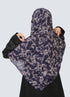 Double Loop Hijab With Attached Niqab - Printed Navy Blue Marble
