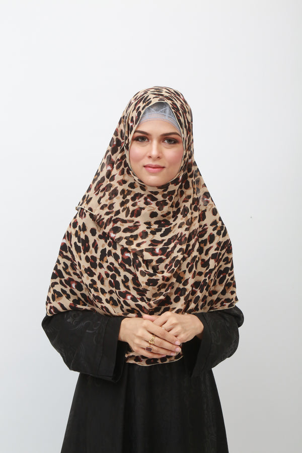 Double Loop Hijab Without Niqab--Printed Cheetah
