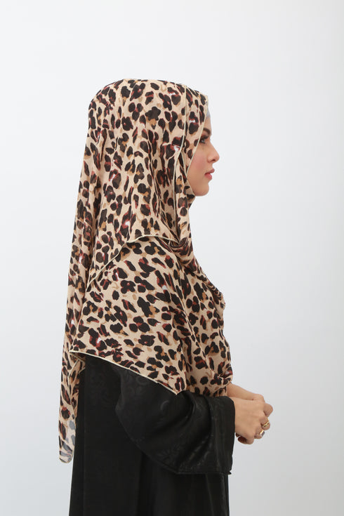 Double Loop Hijab Without Niqab--Printed Cheetah