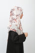 Double Loop Hijab Without Niqab--Printed Brown Flower On White