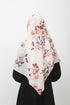 Double Loop Hijab Without Niqab--Printed Brown Flower On White