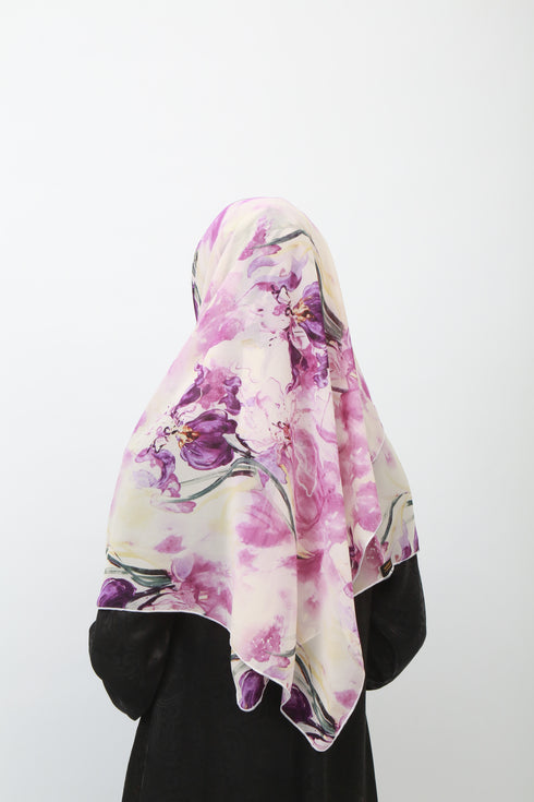 Double Loop Hijab Without Niqab--Printed Lavender