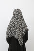 Double Loop Hijab Without Niqab--Printed Black & White Flower
