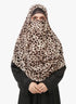 Double Loop Hijab With Attached Niqab --Printed Cheetah Design