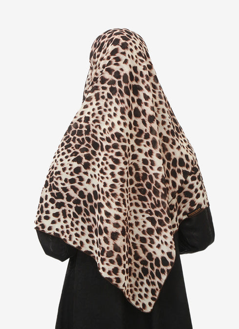 Double Loop Hijab With Attached Niqab --Printed Cheetah Design