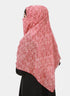 Double Loop Hijab With Attached Niqab - Printed Rustic Maroon