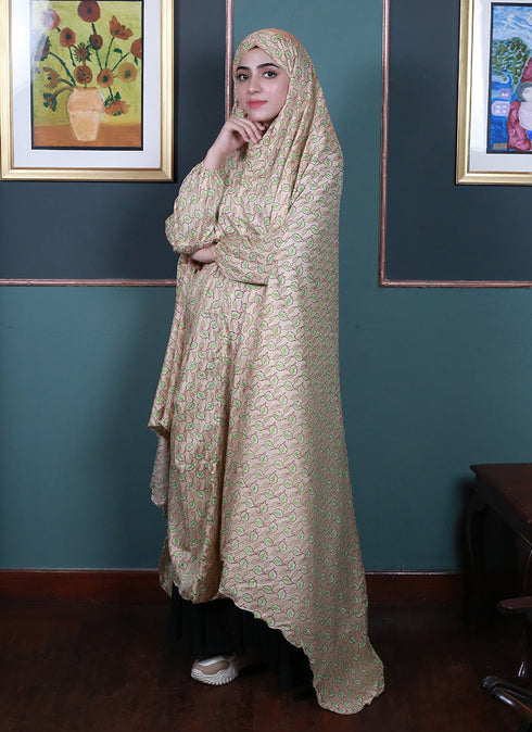 Adult Namaz Chaddar - Printed Yellow (Design 2)