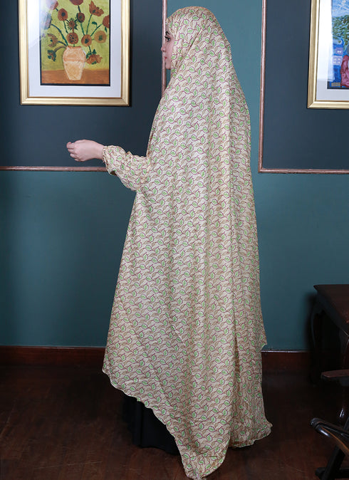 Adult Namaz Chaddar - Printed Yellow (Design 2)