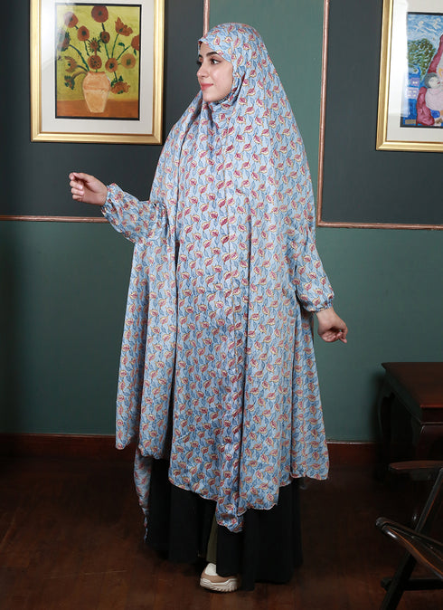 Adult Namaz Chaddar - Printed Sky Blue