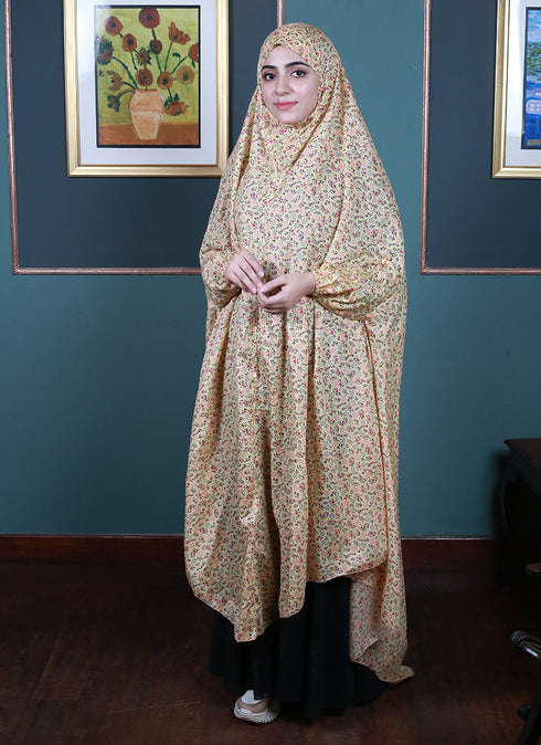 Adult Namaz Chaddar - Printed Yellow (Design 1)