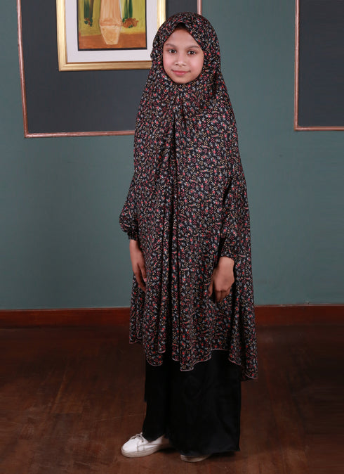 Kids Namaz Chadar -Large- (For 9 Till 13 Year Old Kid) -- Printed Black
