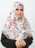 Double Loop Hijab Without Niqab--Printed Brown Flower On White