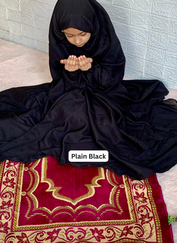 Kids Namaz Chaddar --Medium-- (For 3 Till 8 Year Old Kid) -- Plain Black