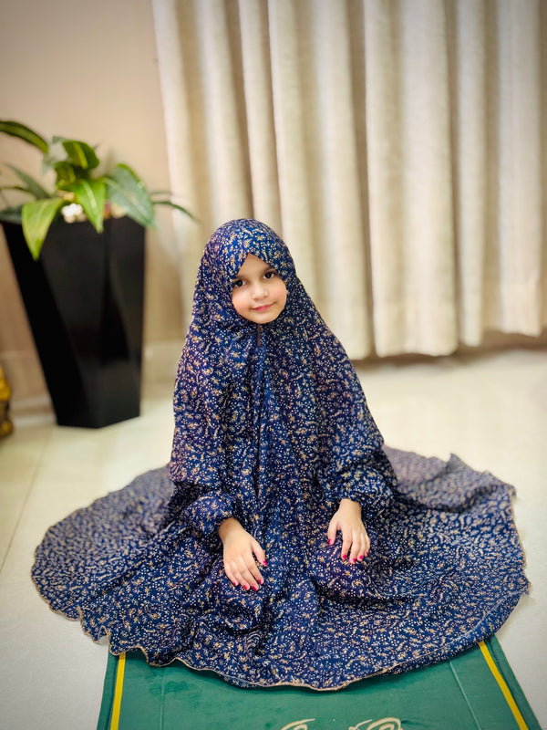 Kids Namaz Chaddar -Medium- (For 3 Till 8 Year Old Kid) -- Printed Blue