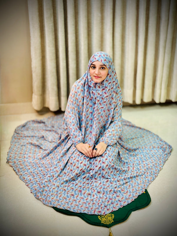 Adult Namaz Chaddar - Printed Bluish Grey