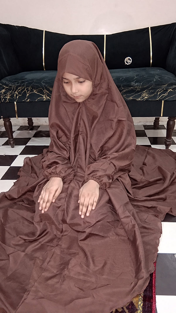 Kids Namaz Chaddar -Large- (For 9 Till 13 Year Old Kid) -- Plain Brown
