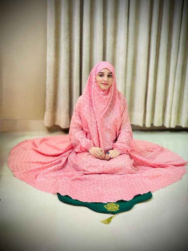 Adult Namaz Chaddar - Printed Rose Pink